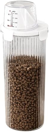Dog Food Storage-Container - Clear Food Bin, Airtight Organizer with Pour Spout Measuring Cup, Holder for Dry Kibble | Pet Supplies Storage-for Kitchen Pantry, Cat or Dog Treats, Home Feeding