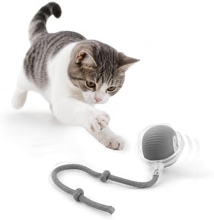 Cat Ball Toy,New Interactive Rolling Cats Dog Toy Balls 360° Smart Automatic Rolling Pet Ball, Fast Moving Toy for Dog,Interactive Toys for Cats (Grey)
