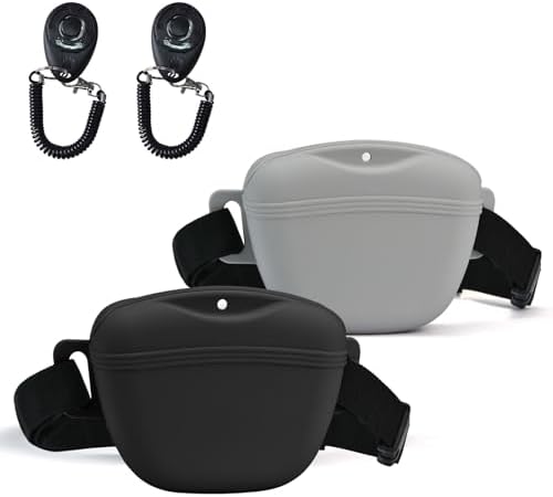 AUDWUD Magnetic Silicone Dog Treat Pouch with Adjustable Belt