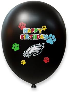 NFL Philadelphia Eagles Dog Birthday Party Set 10pcs with 1 Football Bandana Large/X-Large, 1 Crown Hat, 1 Banner, 1 Birthday Cake Toy & 6 B-Day Balloons, Dog Birthday Set, Costume, Fun Doggie Pawty