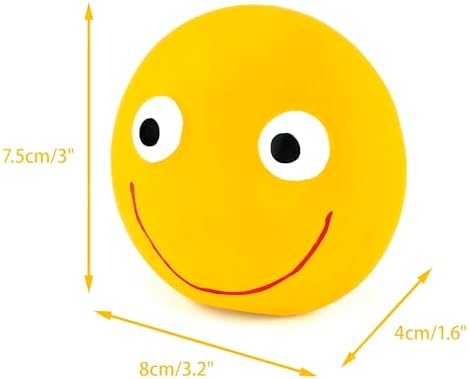 CHIWAVA 4PCS 3.2'' Squeaky Latex Rubber Dogs Flat Smile Balls for Small Dog