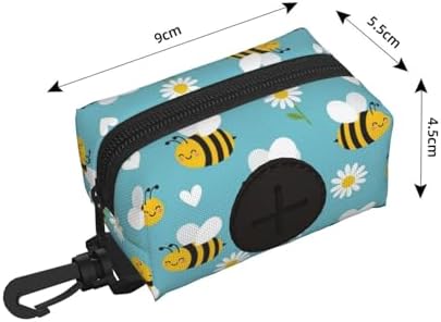 Dog Poop Bag Holder for Leash Pet Waste Dispenser With Clip for Puppy Walking Accessories, Travel, Camping (Yellow Bee Cute Flower Daisy Sky Blue)
