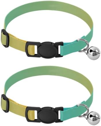 Turquoise Yellow Gradient Adjustable Buckle Pet Collars 2 Pack Soft Cat Collar