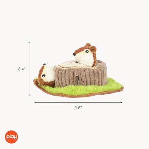 P.L.A.Y. Cute Plush Dog Toys - Forest Friends Critter Themed Durable Interactive Squeaker Chew Toy, Great for Puppies & Small, Medium, Large Dogs - Machine Washable, Recycled Materials (Chipmunks)
