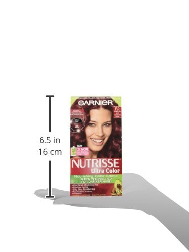 Garnier Hair Color Nutrisse Ultra Color Nourishing Creme, R2 Medium Intense Auburn (Goji Berry) Red Permanent Hair Dye, 1 Count (Packaging May Vary) (Pack of 2)