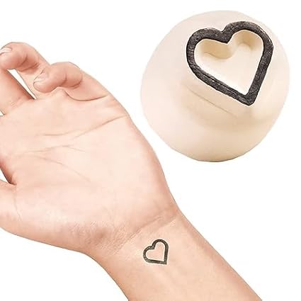 LaDot Temporary Tattoo Stamp– Easy-to-Use Reusable Ceramic Skin Stamp for Creating Custom Temporary Tattoos – Fun Body Art Tool for Parties, Events, and Festivals (Open Heart, Small)