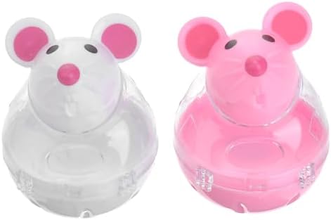 2pcs Cat Tumbler Toy Interactive Mouse Shape PET Feeder Automatic Snack Dispenser for Cats for Play and Treats