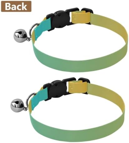 Turquoise Yellow Gradient Adjustable Buckle Pet Collars 2 Pack Soft Cat Collar