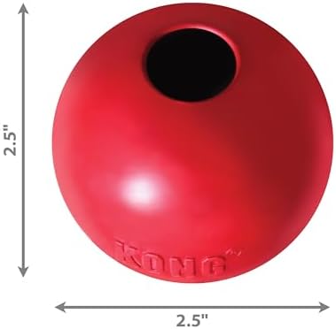 KONG Ball with Hole, Natural Rubber Fetch Toy, Red, for Small Dogs