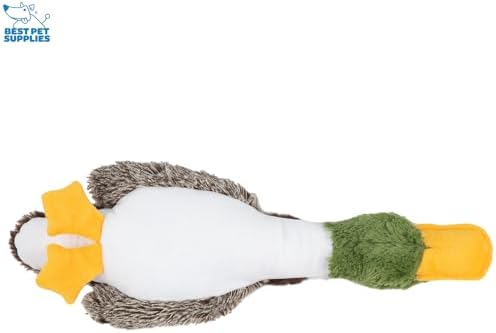 Best Pet Supplies Interactive Squeaky Dog Chew Toy, Ideal Dog Toys for Chewers, Small, Medium & Large Dogs, and Fetch Lovers - Mallard Duck (Brown), Small