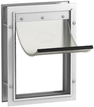Hakuna Pets Deluxe Aluminum Pet, Cat and Dog Door with 2-Way Locking Panel for Screens, Doors and Walls up to 2.8" Thick, Medium, White