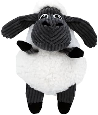 KONG Sherps Floofs – Plush Dog Toy with Flat Squeaker & Crackly Noise – Soft, Snuggly Cuddly Toy for Indoor Fetch & Gentle Play, Durable Lined Design (Sheep (2 Pack))