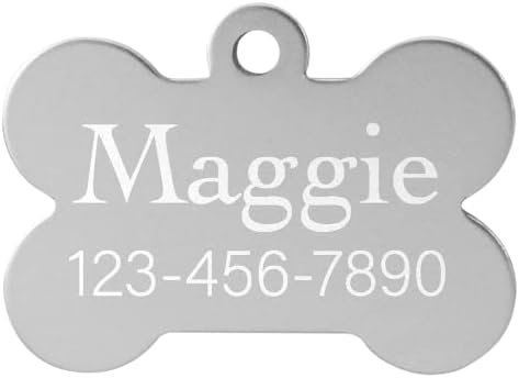 Signature Custom Laser Engraved Anodized Aluminum Pet ID Tags (Blue, Bone 1 1/2" x 1")