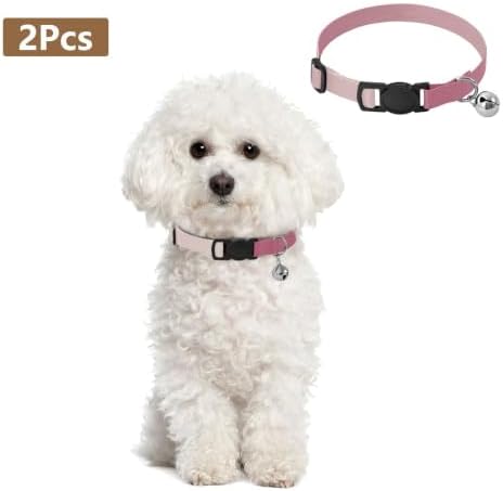 Pink Gradient Dog Collar with Bell 2 Pack Dog Collar Adjustable 10.6 to 17.1 Inches