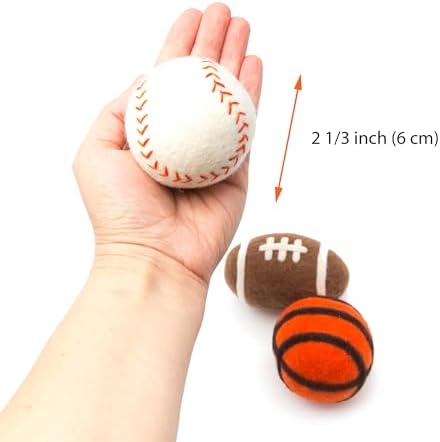 Glaciart One Felt Wool Balls for Dogs (3 Pcs)| Durable Dog Chew Toy, Puppy Chew Toys for Teething & Dog Teeth Cleaning | Pet Toys Fetch Games & for Anxiety/Boredom | Great for Small or Medium