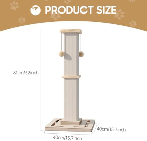 32" Large Cat Scratching Post with Tracking Interactive Toys for Cats