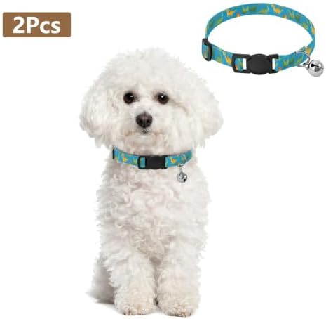 Colorful Cartoon Dinosaurs Easy to Clean Kitten Collars 2 Pack Collars for Cats