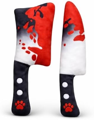 2-Pack Halloween Squeaky Dog Toy Set - Plush Knife and Cleaver Design, Interactive Sound Toys for Dogs, Perfect for Halloween Play and Chewing Fun