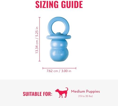 KONG Puppy Binkie, Natural Rubber Teething Toy, for Medium Puppies, Blue