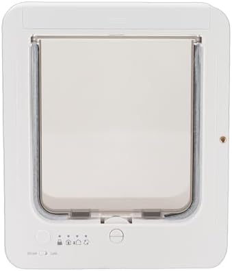 Smart Cat Door, Interior & Exterior, Collar Sensor Activated Automatic Pet Door with 2 Collar Sensors, 4-Way Locking Mechanism for Feline Companions