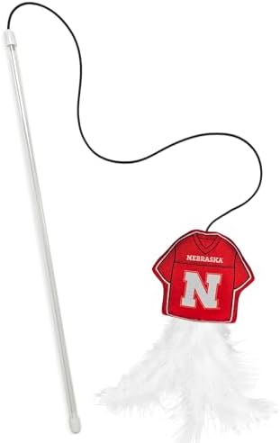 Pets First NCAA Nebraska Huskers Team Jersey Wand with CAT NIP, Cat Toy Jersey Shaped Plush Teaser Toy for Cats & Kittens - Interactive Pet Toy for Play & Exercise