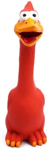 Squeaky Chicken Toy, Latex Rubber Screaming Chicken Toy, Chew Toy, Teething, Stress Relief,for Small Medium Large Dogs, Indoor Outdoor Play(Red)