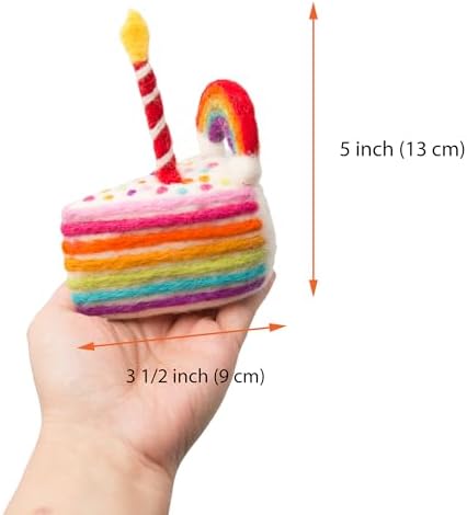Glaciart One Wool Cat Birthday Cake Toy – Handmade Plush Catnip Design, Interactive Play for Indoor Cats, for Kittens & Cat Lovers