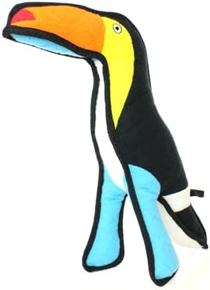 TUFFY - World's Tuffest Soft Dog Toy - Zoo Toucan - Multiple Layers. Made Durable, Strong & Tough. Interactive Play (Tug, Toss & Fetch). Machine Washable & Floats
