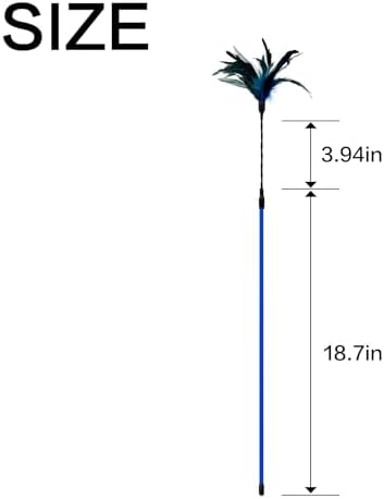 TTcat 3 Pack 22.8" Extra Long Cat Feather Wand Toys, Colorful Interactive Cat Teaser Wands with Flexible Bendable Wire, Natural Feather & Crinkle Paper, Play Toy for Indoor Kittens and Cats.