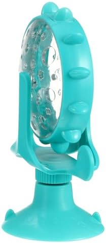 Windmill Cat Treat Dispenser Toy : 360 Degree Rotating Cat Treat Feeder with Suction Cup for Puppies Kitten, 5.11X1.57X6.68in (Blue)