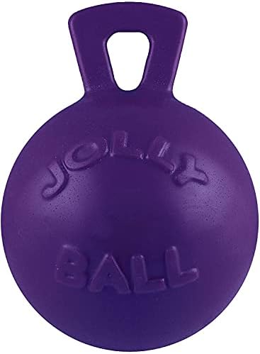Jolly Pets Tug-n-Toss Heavy Duty Dog Toy Ball with Handle, 4.5 Inches/Small, Purple