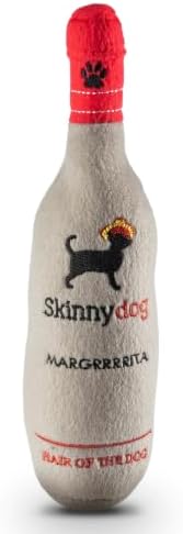 Dog Diggin Designs Skinnydog Margrrrrita Plush Dog Toy | Luxury-Inspired Parody Drink Bottle Dog Toy with Squeaker, Soft Plush Novelty Dog Toy – Shaken, Not Stirred!