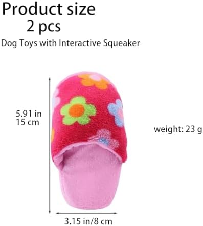 2Pcs Pink Slipper Design Durable Chew-Resistant Dog Toys with Interactive Squeaker, Double-Layer Oxford Fabric Plush Pet Chew Toys for Aggressive Chewers, Machine Washable