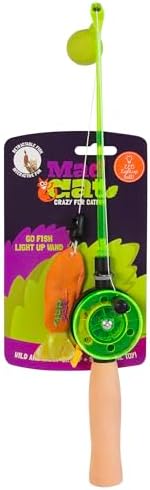 Mad Cat Go Fish Light Up Fishing Wand Teaser Cat Toy, Catnip and Silvervine