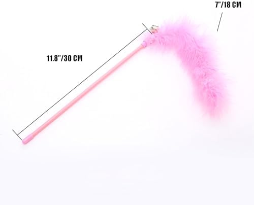 Cat Wand Toys, 3 PCS Interactive Feather Wands Colorful Cat Teaser Wand