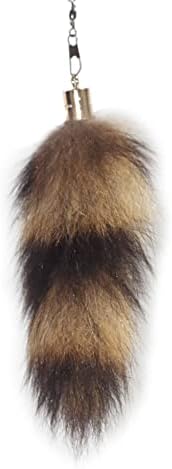 Fosrion Real Raccoon Tail Fur Cat Bites Toy with Three Section Retractable Carbon Fiber Rod (Raccoon, Only Tail)