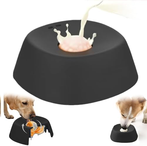 180ml Slow Feeder Dog Bowl for Liquids with Rolling Ball – Interactive Anti-Choke Lick Bowl for Wet Food, Water & Treats, Non-Slip Slow Feed Toy for Dogs & Cats (Black)