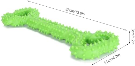 TPR Dog Chew Toy, Bone Shaped Teeth Cleaning Stick with Textured Surface, Green Black, 13 x 4.3 x 1.2 in(Green)