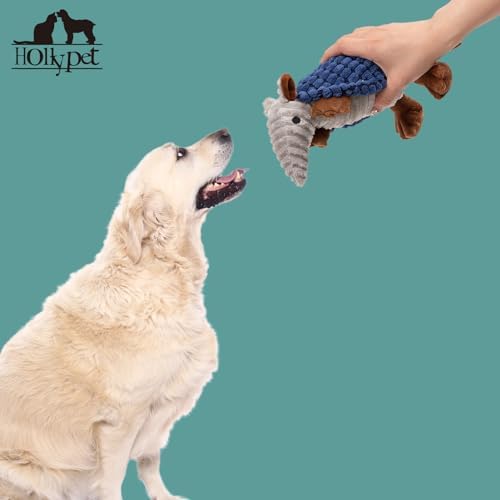 Hollypet Armadillo Squeaky Puppy Dog Toys for Small Medium Dogs, 8"