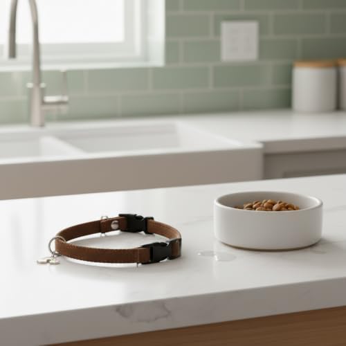 Brown Polyester Collar with Built-in Tag Slot for Quiet, Snag-Free Wear