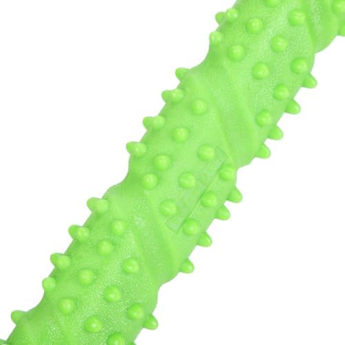 TPR Dog Chew Toy, Bone Shaped Teeth Cleaning Stick with Textured Surface, Green Black, 13 x 4.3 x 1.2 in(Green)