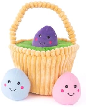 ZippyPaws Burrow, Easter Egg Basket - Interactive Dog Toys for Boredom - Hide and Seek Dog Toys, Colorful Squeaky Dog Toys for Small & Medium Dogs, Plush Dog Puzzles