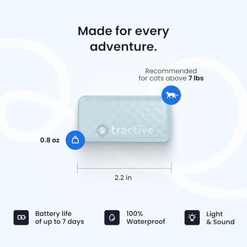 Tractive Smart Cat GPS Tracker with Free 6 Month Subscription | Real-Time Location & Wellness Monitoring for Cats 6.5 lbs+ | Territory & Location History | Up to 5-Day Battery (Mint)