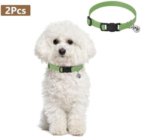 Gradient Green Soft Cat Collar, 2 Pack Cat Collar Breakaway with Bell