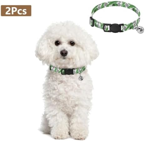 Tropical Green Leaf Easy to Clean Small Dog Collar 2 Pack for Cats