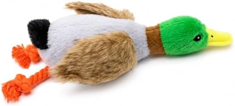 Duck Squeaky Dog Toy with Crinkle Wings and Rope Legs, Interactive Plush Dog Toy for Small Medium Large Dogs, Durable Chew and Tug Toy for Fetch, Boredom Relief, Mental Stimulation and Indoor Play