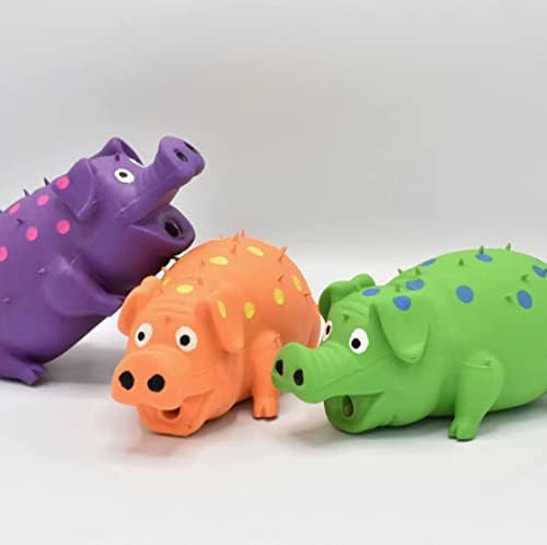 Squeaky Pig Dog Toys, 2 Pack Grunting Pig Dog Toy that Oinks Grunts for Small Medium Large Dogs, Grunting Pig Sound Play Dog Toy(Green,Orange)