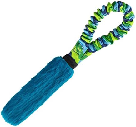 Tug-E-Nuff Pocket Fauxtastic (Blue), Bungee Dog Tug Toy (13 inches)
