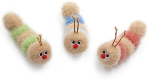 Jumpaws Interactive Natural Catnip Toy, with Rattle, Bite Resistant, for All Ages Indoor Cat, Shape of Caterpillar, Kitten Toy (Small/ 3 Pck/Cat Toy)