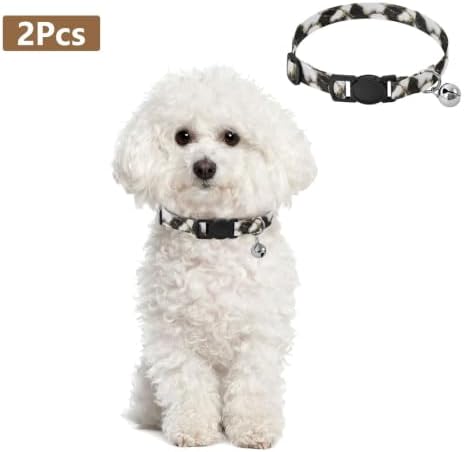 Marble Black White Soft Cat Collar, 2 Pack Cat Bell Collar